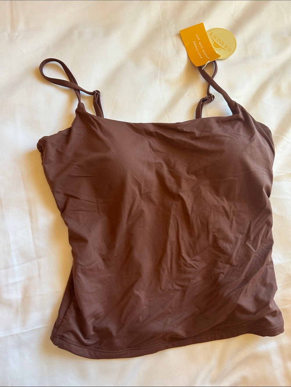 Women's Brown Square-Neck Camisole with Adjustable Straps